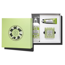 Load image into Gallery viewer, gift set with body lotion, hand cream and soap bar
